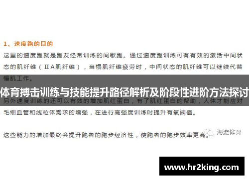 体育搏击训练与技能提升路径解析及阶段性进阶方法探讨